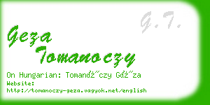 geza tomanoczy business card